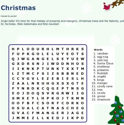 Christmas word search puzzle